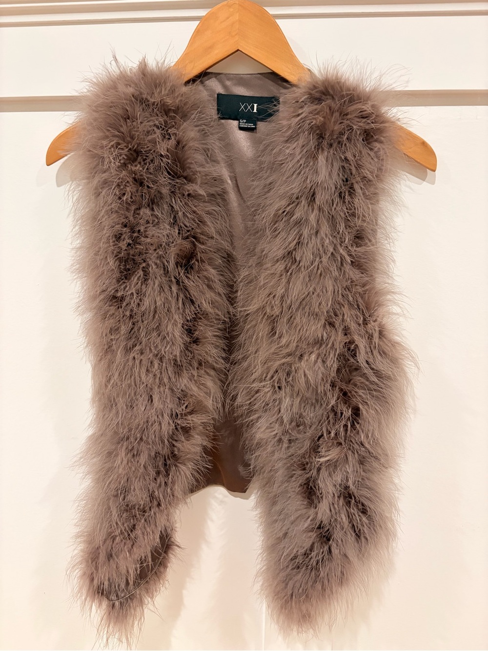 Forever 21 Plush Faux Fur Vest in Taupe